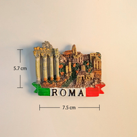 Aimants de réfrigérateur en résine personnalisés Place de la ville romaine italienne Souvenirs touristiques Décoration peinte en 3D Aimants de réfrigérateur