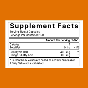 Compléments alimentaires à marque privée COQ10 400 avec Omega-3 pour soutenir la santé cardiaque, cérébrale et l'énergie - Capsules - Product Image 2