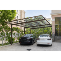 Alüminyum Araba Parkı Çatısı Sabit Açık Hava Otopark Yapısı Kavisli Çatı Modern Stil 2 Araçlık Konut Bahçesi Parkı İçin