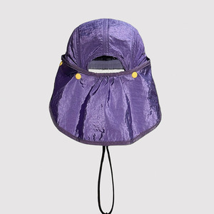 Casquette de course en plein air, idéale pour le trail, le camping, la randonnée en montagne, en polyester, 5 panneaux, visière plate, légère, avec rabat de protection mobile pour le cou - Product Image 4