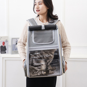 Portable <b>Cat</b> Carrier Soft-Sided Breathable Foldable Large Capacity Travel Pet <b>Cage</b> Transparent Nylon Material - Product Image 3