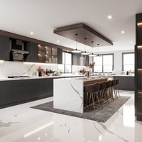 Armoire de cuisine murale noire sur mesure de haute qualité, style moderne