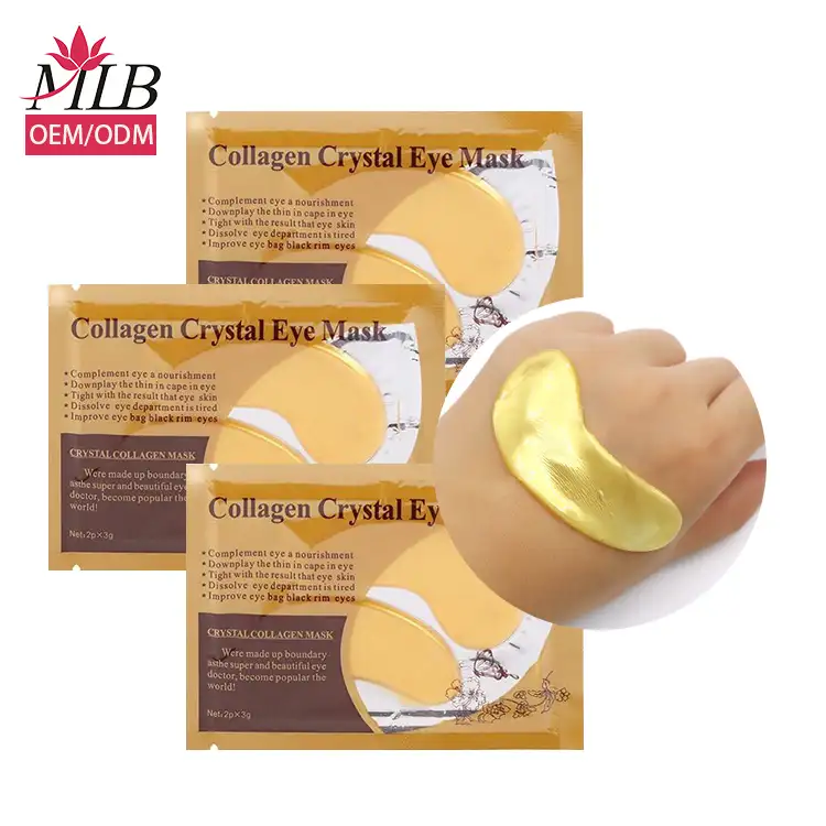 Anti aging luxury under eye patches crystal 24k gold powder gel collagen hydronic acid under eye mask patches and forehead pads