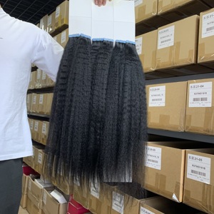 Kinky Straight Remy Hair <strong>Bundles</strong> Tape InHuman Hair Weave Cuticle Aligned Raw Virgin Hair Extensions12-18&quot; 20pcs - Product Image 2