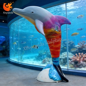 Kleurrijk beschilderd dolfijnensculptuur van glasvezel, <span class=keywords><strong>aquarium</strong></span> themapark decoratie, decoratie voor maritieme attractieparken - Product Image 3