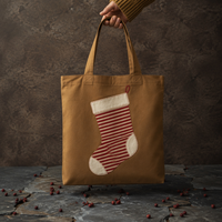 Sac en toile de Noël en coton naturel à motif de croquis de pin, haute conversion, expédition rapide et personnalisable, support double source pour articles de vente au détail