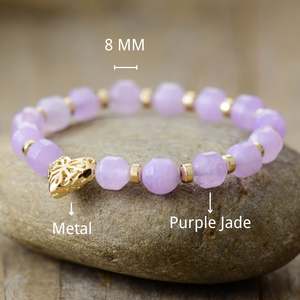 8MM Rose Jade Chapelet Bracelet Pendentif Mignon Coeur Stretch Bracelet Charme Naturel pour les Femmes Conscientes de la Mode - Product Image 4
