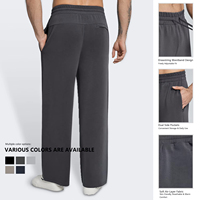 Pantalon pour homme en mélange modal doux, coupe droite et large, écologique, taille élastique avec cordon de serrage et deux poches latérales, pour usage quotidien