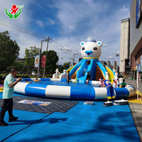 Tobogán Acuático Inflable Gigante con Pared de Escalada para Parques Temáticos y Fiestas de Verano