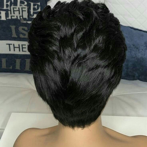 วิกผมบ๊อบสั้นทรงพิกซี่ ผมตรงแท้ วิกผมบราซิลแบบเวอร์จิ้น  วิกผมพิกซี่แบบมีเชือกผูกด้านหน้าสำหรับผู้หญิง - Product Image 4