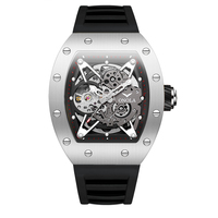 Montre mécanique pour homme ONOLA 3838, boîtier carré, bracelet en caoutchouc, cadran en verre, aiguilles, style sportif, luxe, étanche