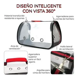 Transparent Round <b>Pet</b> Carrier <b>Bag</b> For Cats Breathable Oxford Fabric Backpack Style With Zipper Closure Size M - Product Image 6