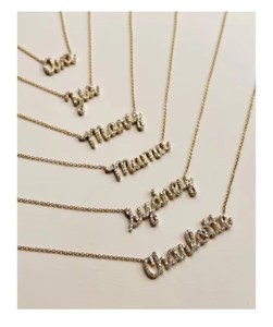 Collana di lettere di moda pendente con diamanti alfabeto in oro 10K per uomo donna regalo di compleanno - Product Image 1