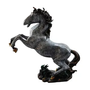 Metal Craft Sculpture Galloping Horse Christmas Art Table Top Ornament Decoration Home Decor Handicraft Brass Statue Sculpture