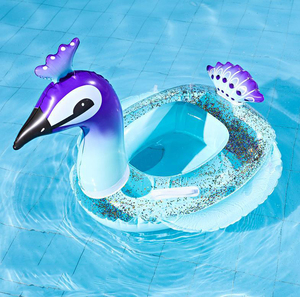 Transparent Sparkle Peacock Pool Float Inflatable <strong>Baby</strong> Water Seat Float <strong>Swimming</strong> <strong>Ring</strong> - Product Image 2
