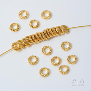 Vente en gros <span class=keywords><strong>de</strong></span> bijoux en or <span class=keywords><strong>de</strong></span> sable, motif <span class=keywords><strong>marteau</strong></span>, torsadé, cercle univers, anneau coulissant, entretoise, perles à grand trou, D - Product Image 3