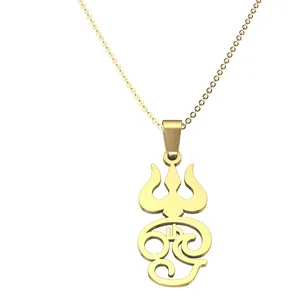 OM Sign-collar de acero inoxidable con estilo para mujer, joya personalizable, joyería con relleno de oro