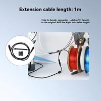 Kabel Ekstensi AMS Lite untuk Bambu Lab A1 Mini Anycubic Kobra 3 Kobra S1 1m Kabel Ekstensi 4-Pin Filter Cincin Magnetik
