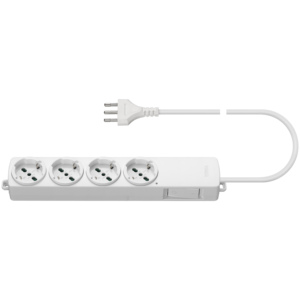 <b>Universal</b> 4 Way Power Strip 34.1 Cm White With Switch For Home Office Use - Product Image 1