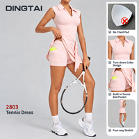 Robe de tennis Ball Pocket pour femme, col carré, dos échancré, plissée, évasée, avec short séparé et coussinets amovibles, pour le golf et le yoga