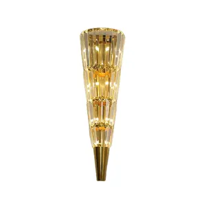 Lámpara de pared larga de cristal para interiores, apliques decorativos dorados, LT-32338