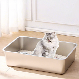 Bac à litière ouvert pour chat, autres matériaux, très grand, profond, rectangulaire, toilettes multi-niveaux pour animaux de compagnie - Product Image 1