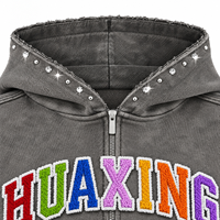 Sweat-shirt à capuche zippé pour homme personnalisé, broderie florale, strass, streetwear, fournisseur OEM ODM, fabricant de vêtements
