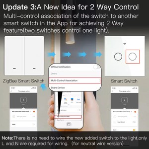 ZigBee Smart <strong>Wall</strong> <strong>Light</strong> <strong>Switch</strong> <strong>with</strong> Neutral Wire or No Neutral Wire Wiring No Capacitor Needed Smart Life/Tuya 2/3 Way - Product Image 4