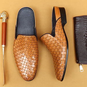 Sandales d'été pour hommes en cuir véritable, tissées à la main, style décontracté et professionnel, sandales de luxe en cuir de créateur, élégantes - Product Image 4
