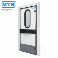 Porte de circulation à fermeur automatique MTH, à simple battant, avec panneau en PU de 40 mm résistant aux chocs, à charnière à gravité, pour cuisine et restaurant