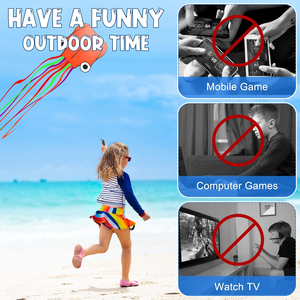 ว่าวปลาหมึก 3 มิติขนาดใหญ่ พร้อมหางยาว ง่ายต่อการเล่น เหมาะสำหรับทริปไปชายหาด กิจกรรมครอบครัว และเกมส์ต่างๆ - Product Image 5