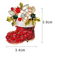Broche de Noël en strass motif Père Noël et cerf Sika – Cadeau de Noël