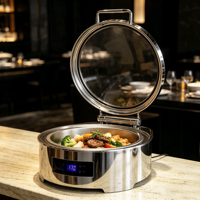 Réchaud de buffet électrique en acier inoxydable de qualité hôtelière FLEY, chauffe-plats isolé pour équipement de restauration