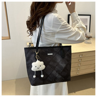 2025 nuevos bolsos de Material de lona de celosía de moda para mujer, bolsos de mano grandes para mujer, bolsos de tela para mujer