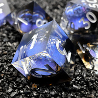 Kustom Hijau & transparan hitam cair inti DND Set dadu 7-Piece tepi tajam Resin dadu RPG untuk penjara & Dragons-Liquid11