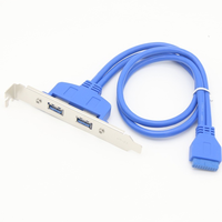 Cable deflector USB 3,0 de doble puerto hembra de 20 pines, soporte de placa con ranura, accesorio de placa base con aislamiento de nailon PTFE de PVC