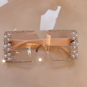 Occhiali da Sole Senza Montatura UV400 Eleganti e Lussuosi con Strass, Occhiali da Sole a Fiore Brillante per Donne - Product Image 3