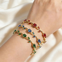 Bracelet Tulipe Plaqué Or 18K Meilleure Vente, Bijoux Floraux Tendance, Bijoux de Luxe en Laiton, Branches, Feuilles, Fleurs pour Femmes et Filles