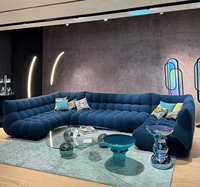 Ensemble de canapés modulaires Chesterfield français en tissu microfibre, style bloc de tofu nuage carré, canapé de luxe pour salon