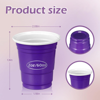 Petit verre à liqueur jetable de 2oz noir de taille mini pour le café et le lait Logo personnalisable Tasse de bière-pong en plastique lavable au lave-vaisselle