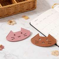 Marcadores de Libros de Cuero PU con Diseño de Gatito para Estudiantes, Clip Marcador de Páginas para Lectura, Cuaderno, Diario, Agenda, Papelería, Regalo