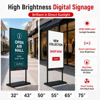 Affichage numérique sur pied semi-extérieur pour couloir de centre commercial, haute luminosité, 50 pouces, vertical