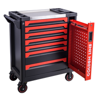 Chariot d'atelier industriel OEM GLD GL3387 à 7 tiroirs, capacité 300 kg, en métal robuste avec roulettes verrouillables et serrure à clé