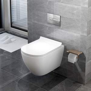 Modern Matte <strong>Black</strong> One-Piece In-Wall Cistern Concealed Tank Ceramic Wall-Mounted Toilet Square Freestanding Drainage for Small - Product Image 2