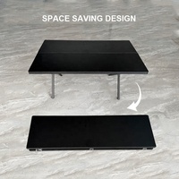 Meubles d'extérieur pliants rectangulaires en aluminium avec plateau en fibre de verre noire, montage facile, légers, pour le camping, les pique-niques et le jardin