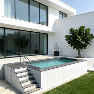 Piscine hors sol en fibre de verre avec des marches en verre pour la famille, des mosaïques de carreaux de stock pour la cour, grande piscine extérieure - Product Image 1