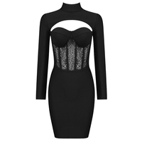 Robe moulante élégante et sexy pour femme, style décontracté, avec patchwork transparent et dentelle, idéale pour les cocktails et événements formels