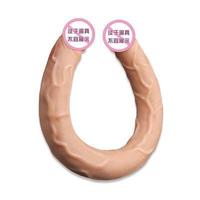 Dildo de silicona de doble punta de 45 cm, realista, monstruoso, masturbador lésbico, juguete sexual para mujeres, eje manual suave, consolador grande y enorme.