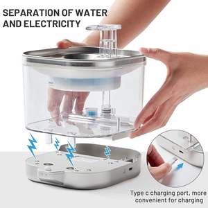 Fontaine à eau intelligente en <span class=keywords><strong>acier</strong></span> inoxydable avec réservoir transparent de 2 L (68 oz) – <span class=keywords><strong>Prix</strong></span> usine – Pour chats et chiens - Product Image 3