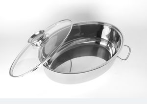 Asador ovalado de acero inoxidable de 15 pulgadas con fondo encapsulado - Product Image 5